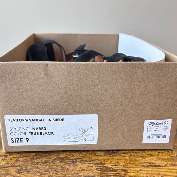 Madewell True Black Suede Platform Sandals 9 - Picture 2 of 9